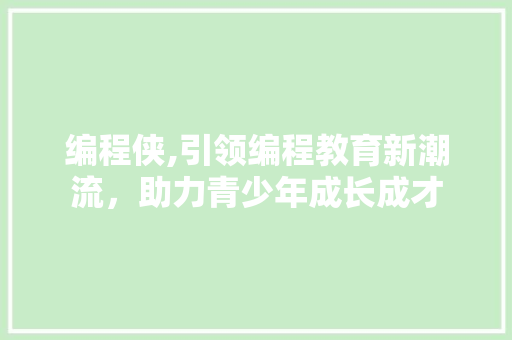 编程侠,引领编程教育新潮流，助力青少年成长成才
