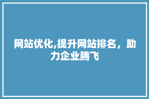 网站优化,提升网站排名，助力企业腾飞