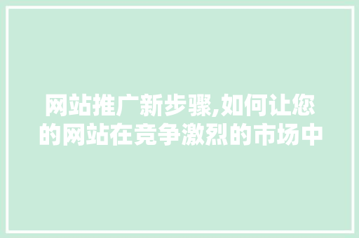 网站推广新步骤,如何让您的网站在竞争激烈的市场中脱颖而出