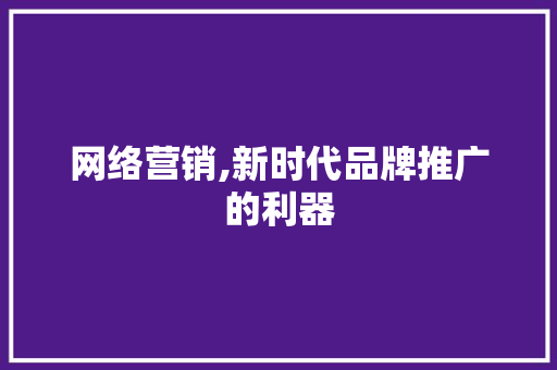 网络营销,新时代品牌推广的利器 网络营销,新时代品牌推广的利器