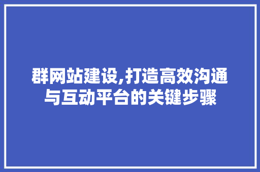 群网站建设,打造高效沟通与互动平台的关键步骤