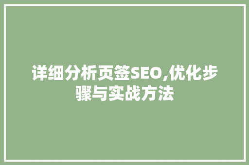 详细分析页签SEO,优化步骤与实战方法