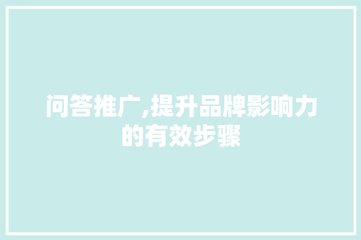 问答推广,提升品牌影响力的有效步骤