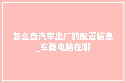 怎么查汽车出厂的配置信息_车载电脑在哪
