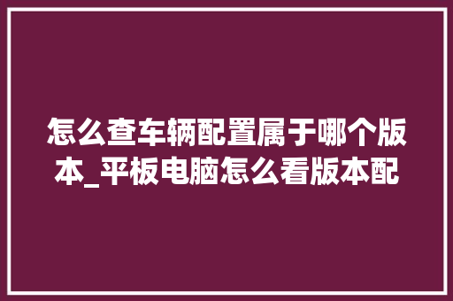 怎么查车辆配置属于哪个版本_平板电脑怎么看版本配置参数