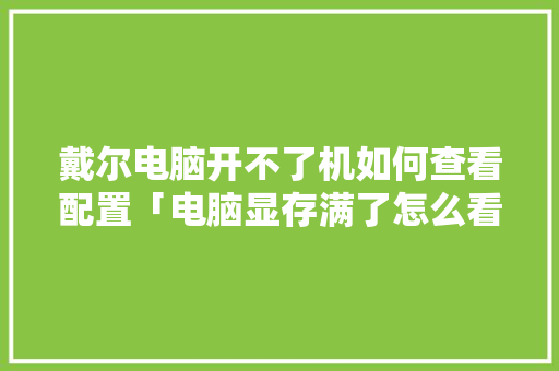 戴尔电脑开不了机如何查看配置「电脑显存满了怎么看配置信息」 戴尔电脑开不了机如何查看配置「电脑显存满了怎么看配置信息」 编程语言
