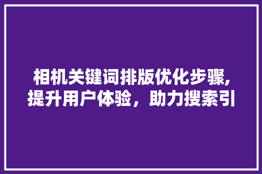 相机关键词排版优化步骤,提升用户体验，助力搜索引擎优化