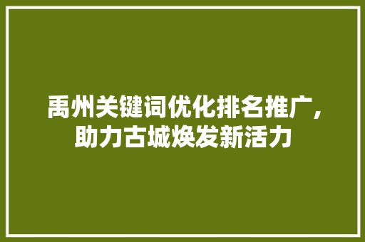 禹州关键词优化排名推广,助力古城焕发新活力 电脑配置