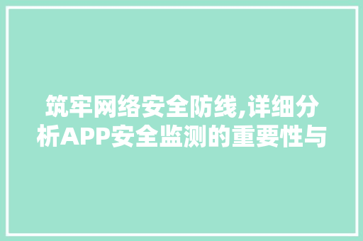 筑牢网络安全防线,详细分析APP安全监测的重要性与实施步骤