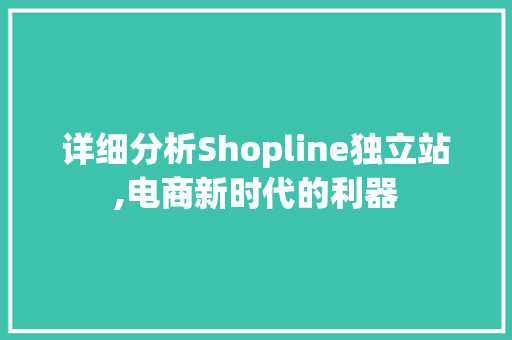 详细分析Shopline独立站,电商新时代的利器