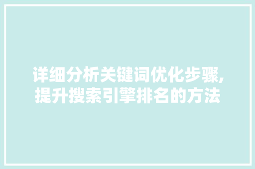 详细分析关键词优化步骤,提升搜索引擎排名的方法