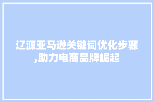 辽源亚马逊关键词优化步骤,助力电商品牌崛起