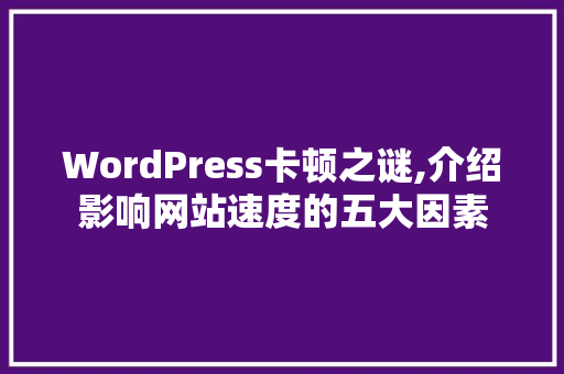 WordPress卡顿之谜,介绍影响网站速度的五大因素