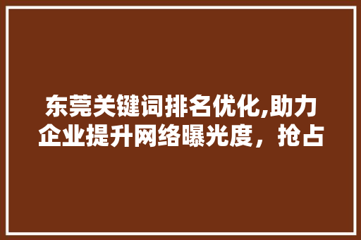 东莞关键词排名优化,助力企业提升网络曝光度，抢占市场先机