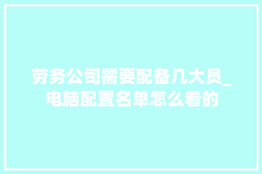 劳务公司需要配备几大员_电脑配置名单怎么看的