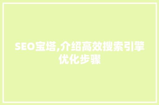 SEO宝塔,介绍高效搜索引擎优化步骤