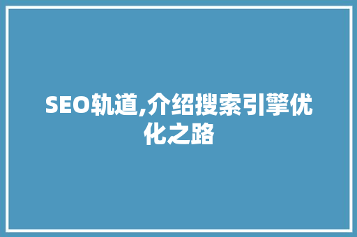 SEO轨道,介绍搜索引擎优化之路