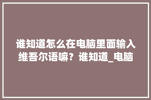 谁知道怎么在电脑里面输入维吾尔语嘛？谁知道_电脑基础知识维语翻译