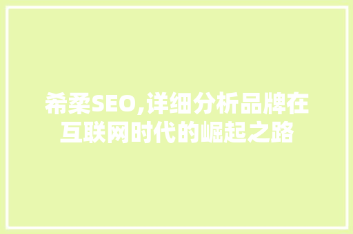 希柔SEO,详细分析品牌在互联网时代的崛起之路