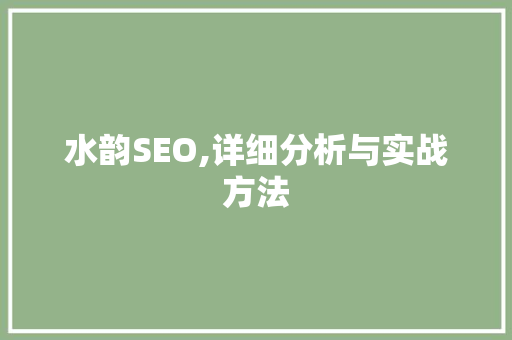 水韵SEO,详细分析与实战方法