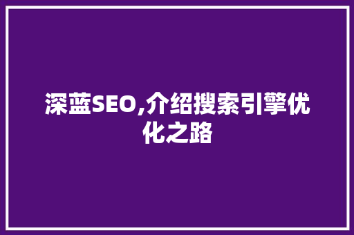 深蓝SEO,介绍搜索引擎优化之路
