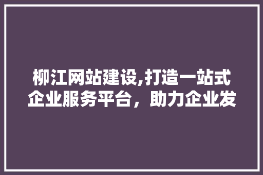 柳江网站建设,打造一站式企业服务平台，助力企业发展新篇章