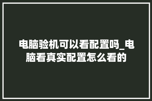 电脑验机可以看配置吗_电脑看真实配置怎么看的