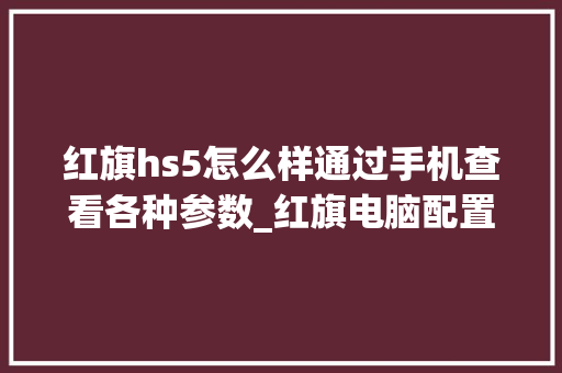 红旗hs5怎么样通过手机查看各种参数_红旗电脑配置怎么看型号 操作系统
