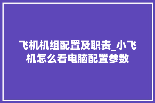 飞机机组配置及职责_小飞机怎么看电脑配置参数 网络技术