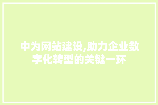 中为网站建设,助力企业数字化转型的关键一环 中为网站建设,助力企业数字化转型的关键一环