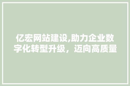 亿宏网站建设,助力企业数字化转型升级，迈向高质量发展新篇章