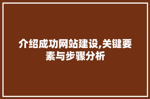介绍成功网站建设,关键要素与步骤分析