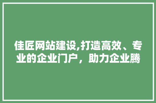 佳匠网站建设,打造高效、专业的企业门户，助力企业腾飞