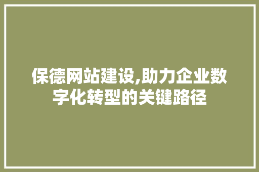 保德网站建设,助力企业数字化转型的关键路径