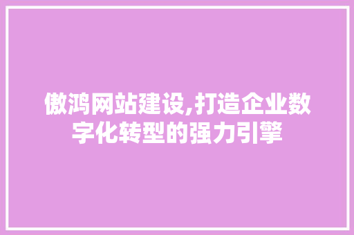 傲鸿网站建设,打造企业数字化转型的强力引擎