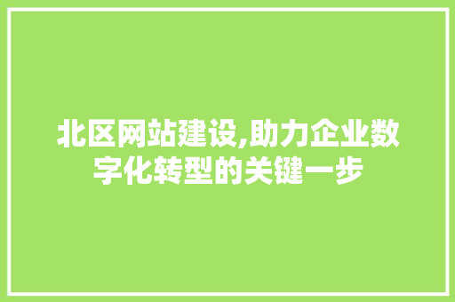 北区网站建设,助力企业数字化转型的关键一步