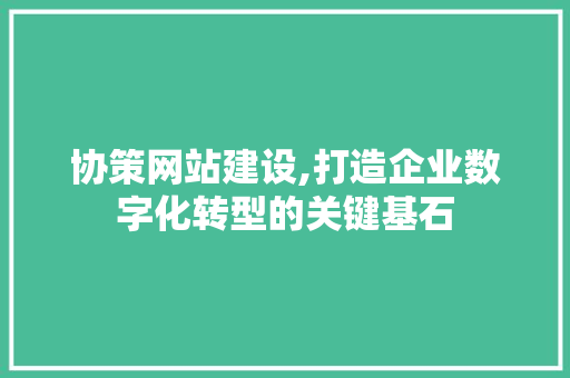 协策网站建设,打造企业数字化转型的关键基石