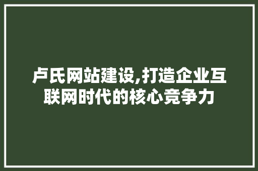卢氏网站建设,打造企业互联网时代的核心竞争力