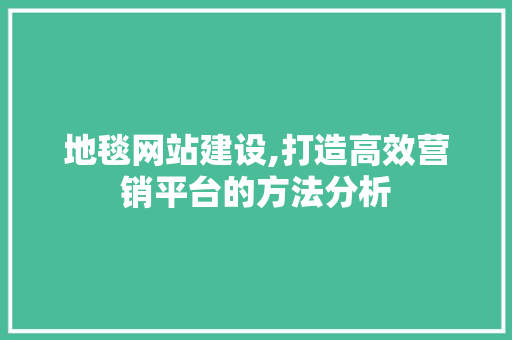 地毯网站建设,打造高效营销平台的方法分析