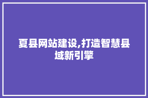 夏县网站建设,打造智慧县域新引擎