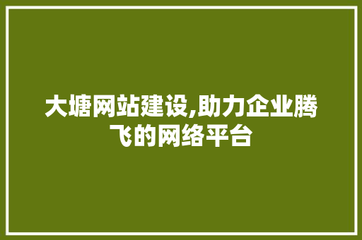 大塘网站建设,助力企业腾飞的网络平台