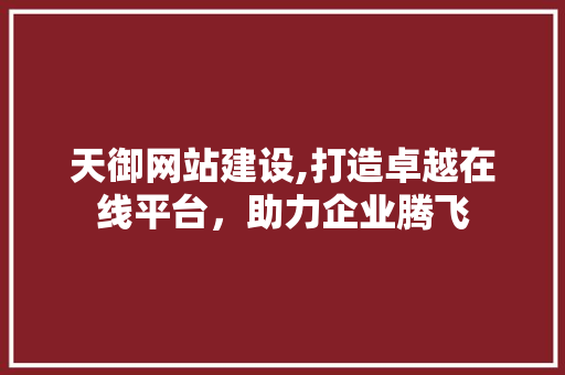 天御网站建设,打造卓越在线平台，助力企业腾飞