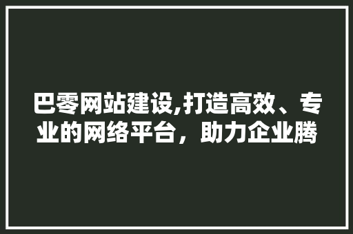 巴零网站建设,打造高效、专业的网络平台，助力企业腾飞