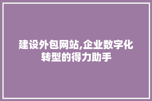 建设外包网站,企业数字化转型的得力助手
