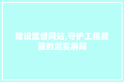 建设监督网站,守护工程质量的坚实屏障