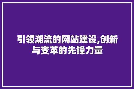 引领潮流的网站建设,创新与变革的先锋力量
