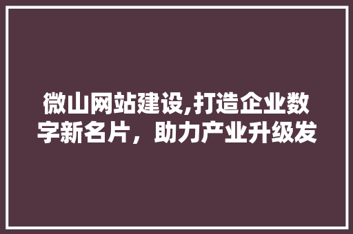 微山网站建设,打造企业数字新名片,助力产业升级发展 微山网站建设,打造企业数字新名片,助力产业升级发展