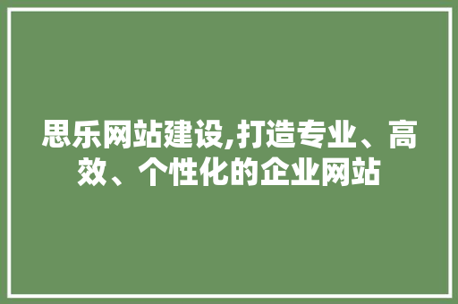 思乐网站建设,打造专业、高效、个性化的企业网站 思乐网站建设,打造专业、高效、个性化的企业网站