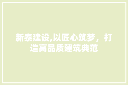新泰建设,以匠心筑梦，打造高品质建筑典范