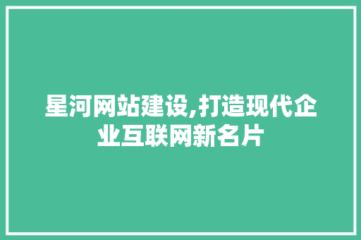 星河网站建设,打造现代企业互联网新名片